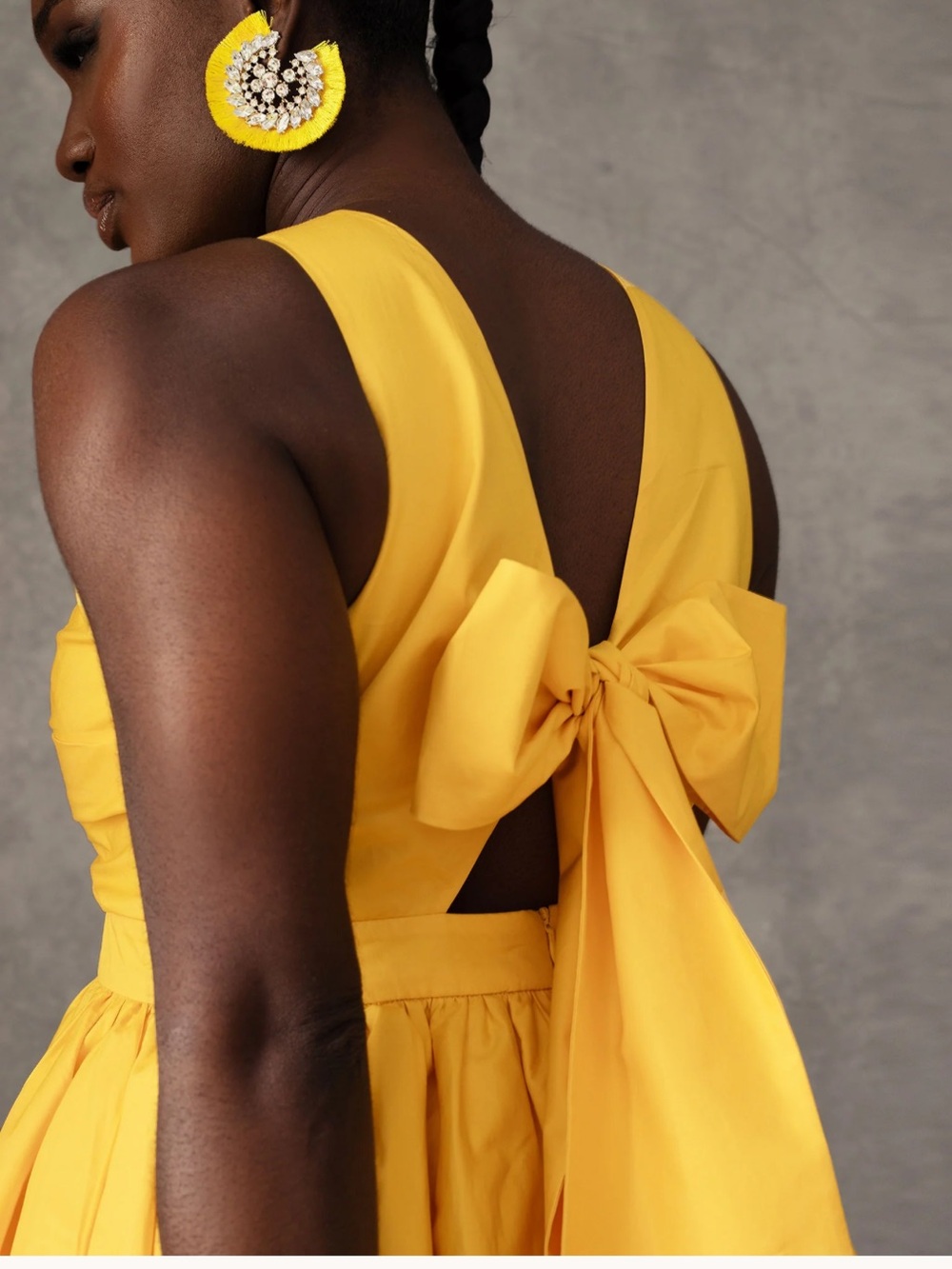 Bright Yellow Bow-Back Mini Dress